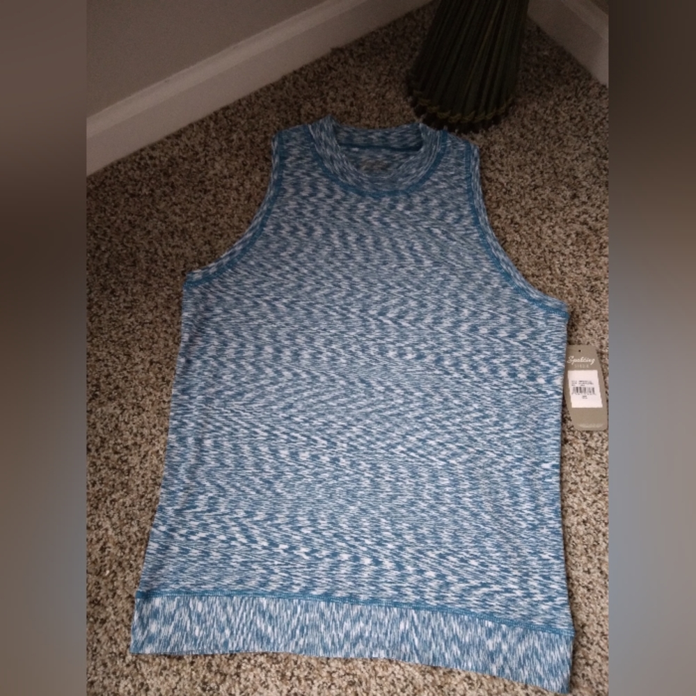 NWT Spalding Studio Sports Top Teal/White Combo Sz. L